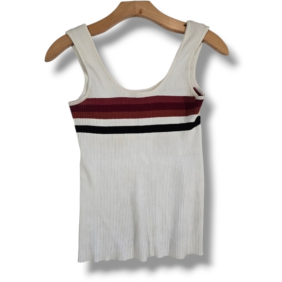 Fashion Vitamin women's white multicolor striped Ribbed tank top - large - Picture 1 of 6